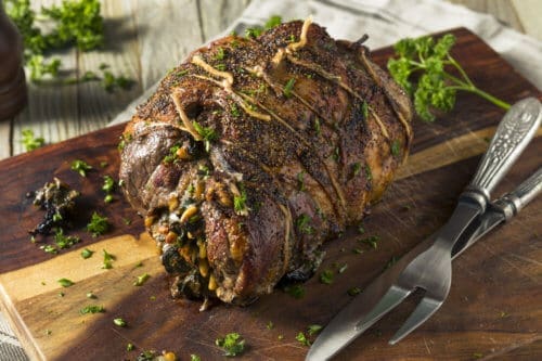 Stuffed leg of lamb
