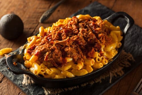 Homemade BBQ Pulled Pork Mac and Cheese Ready to Eat